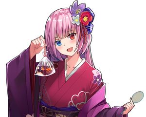 Preview wallpaper girl, kimono, fish, anime