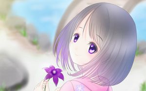 Preview wallpaper girl, kimono, flower, anime, art