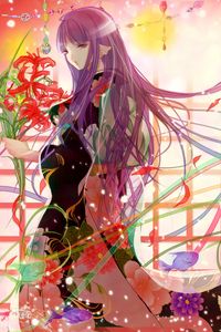 Preview wallpaper girl, kimono, flowers, anime, art