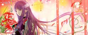 Preview wallpaper girl, kimono, flowers, anime, art