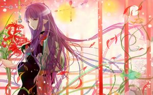 Preview wallpaper girl, kimono, flowers, anime, art