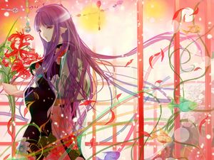 Preview wallpaper girl, kimono, flowers, anime, art