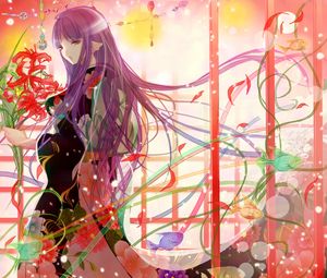 Preview wallpaper girl, kimono, flowers, anime, art