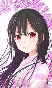 Preview wallpaper girl, kimono, flowers, anime