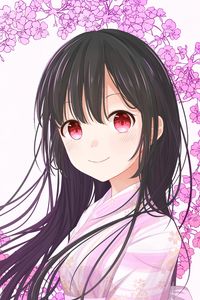 Preview wallpaper girl, kimono, flowers, anime