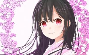 Preview wallpaper girl, kimono, flowers, anime