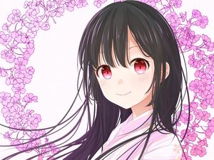 Preview wallpaper girl, kimono, flowers, anime