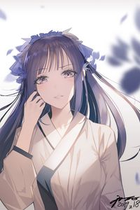 Preview wallpaper girl, kimono, flowers, wreath, anime