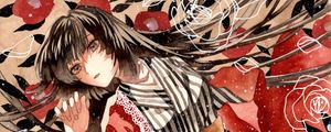 Preview wallpaper girl, kimono, flowers, snow, watercolor, anime