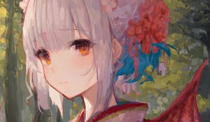 Preview wallpaper girl, kimono, flowers, paint, strokes, anime