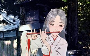 Preview wallpaper girl, kimono, flute, music, anime