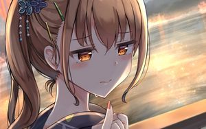 Preview wallpaper girl, kimono, gesture, fireworks, anime
