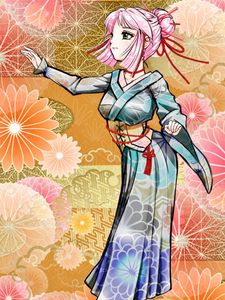 Preview wallpaper girl, kimono, gesture, flowers, anime