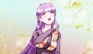 Preview wallpaper girl, kimono, gesture, singing, anime