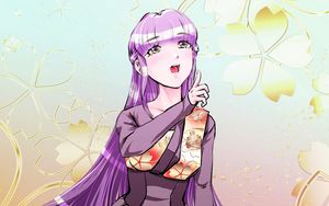 Preview wallpaper girl, kimono, gesture, singing, anime