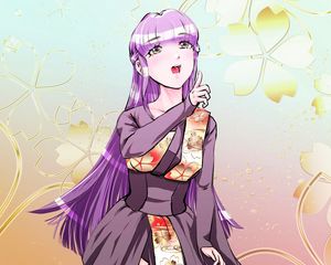 Preview wallpaper girl, kimono, gesture, singing, anime