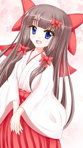 Preview wallpaper girl, kimono, glance, anime, art, cartoon