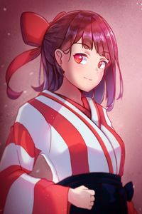 Preview wallpaper girl, kimono, glance, anime, art, red