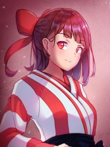 Preview wallpaper girl, kimono, glance, anime, art, red