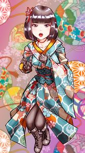 Preview wallpaper girl, kimono, gloves, anime