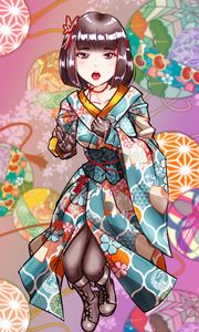 Preview wallpaper girl, kimono, gloves, anime