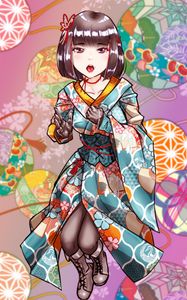 Preview wallpaper girl, kimono, gloves, anime