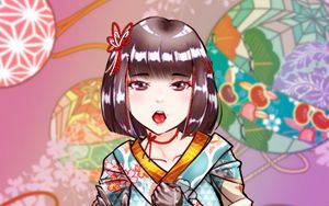 Preview wallpaper girl, kimono, gloves, anime