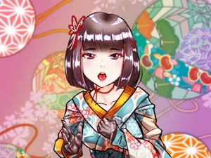 Preview wallpaper girl, kimono, gloves, anime