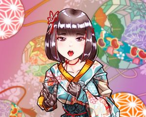Preview wallpaper girl, kimono, gloves, anime