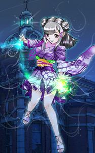 Preview wallpaper girl, kimono, glow, magic, anime