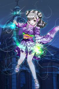 Preview wallpaper girl, kimono, glow, magic, anime