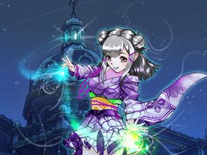 Preview wallpaper girl, kimono, glow, magic, anime