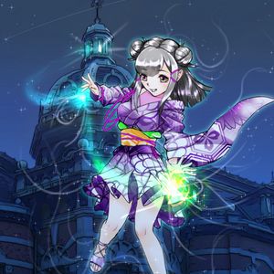 Preview wallpaper girl, kimono, glow, magic, anime
