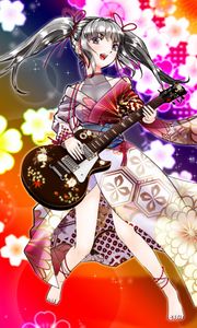 Preview wallpaper girl, kimono, guitar, anime