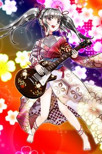 Preview wallpaper girl, kimono, guitar, anime