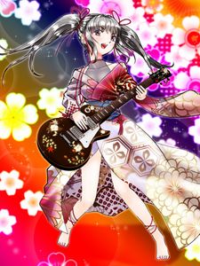 Preview wallpaper girl, kimono, guitar, anime