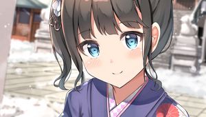 Preview wallpaper girl, kimono, heart, gesture, anime