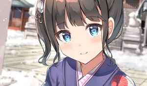 Preview wallpaper girl, kimono, heart, gesture, anime