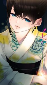 Preview wallpaper girl, kimono, holiday, anime