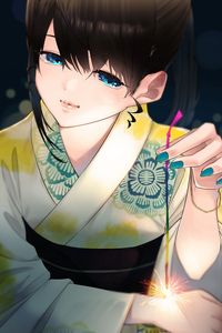 Preview wallpaper girl, kimono, holiday, anime