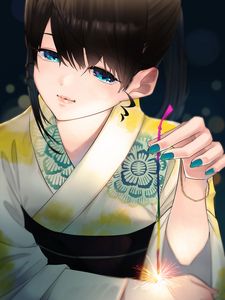 Preview wallpaper girl, kimono, holiday, anime