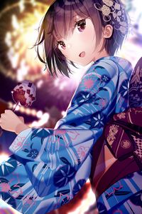 Preview wallpaper girl, kimono, holiday, anime, art