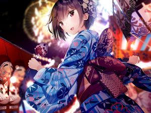 Preview wallpaper girl, kimono, holiday, anime, art