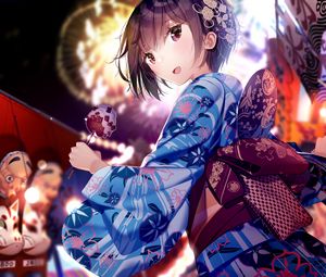 Preview wallpaper girl, kimono, holiday, anime, art