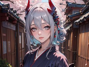 Preview wallpaper girl, kimono, home, sakura, spring, art, anime