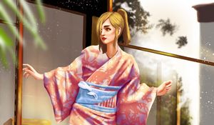 Preview wallpaper girl, kimono, japan, art