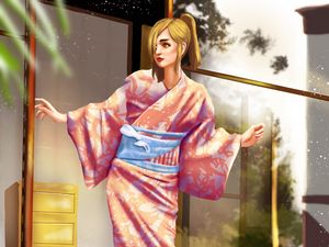 Preview wallpaper girl, kimono, japan, art