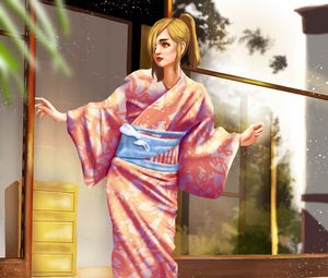 Preview wallpaper girl, kimono, japan, art