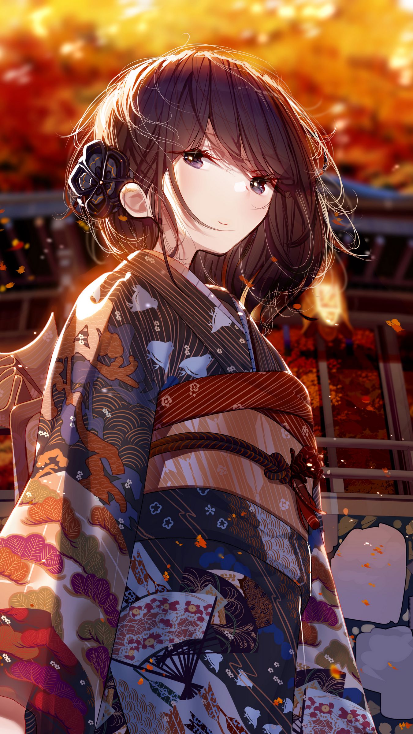 Download wallpaper 1350x2400 girl, kimono, japan, anime iphone 8+/7+/6s+/6+  for parallax hd background