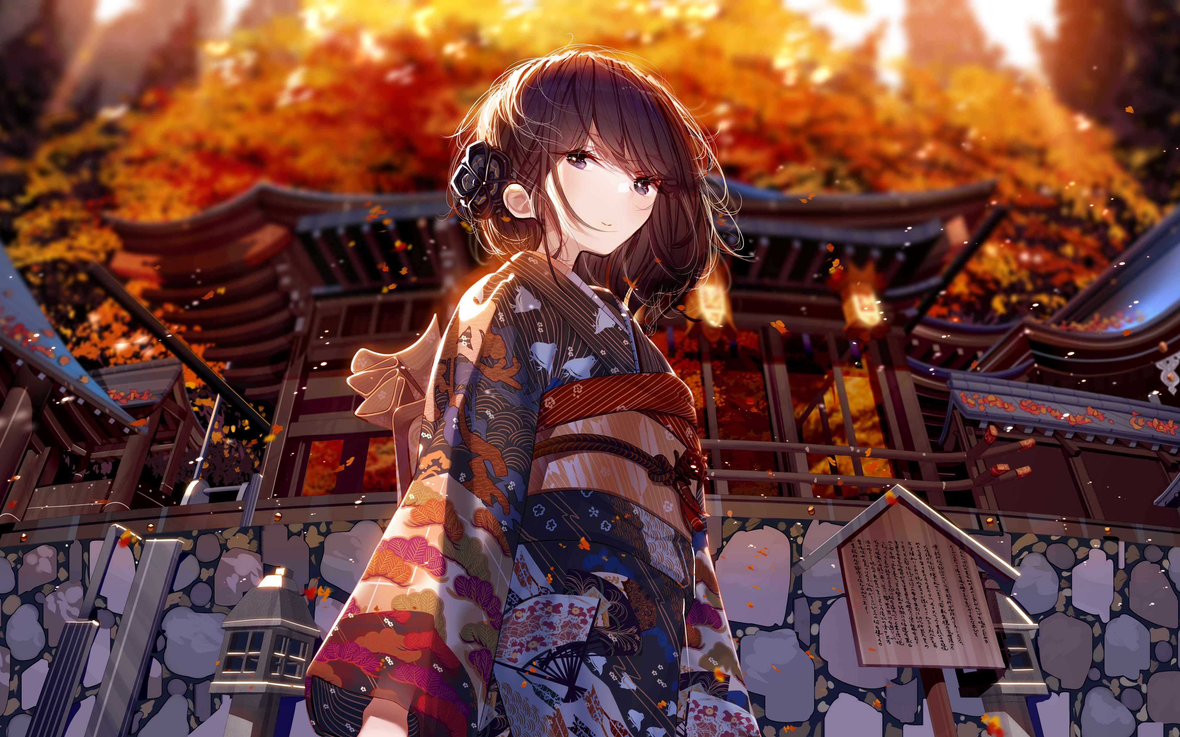 Download wallpaper 3840x2400 girl, kimono, japan, anime 4k ultra hd 16:10  hd background